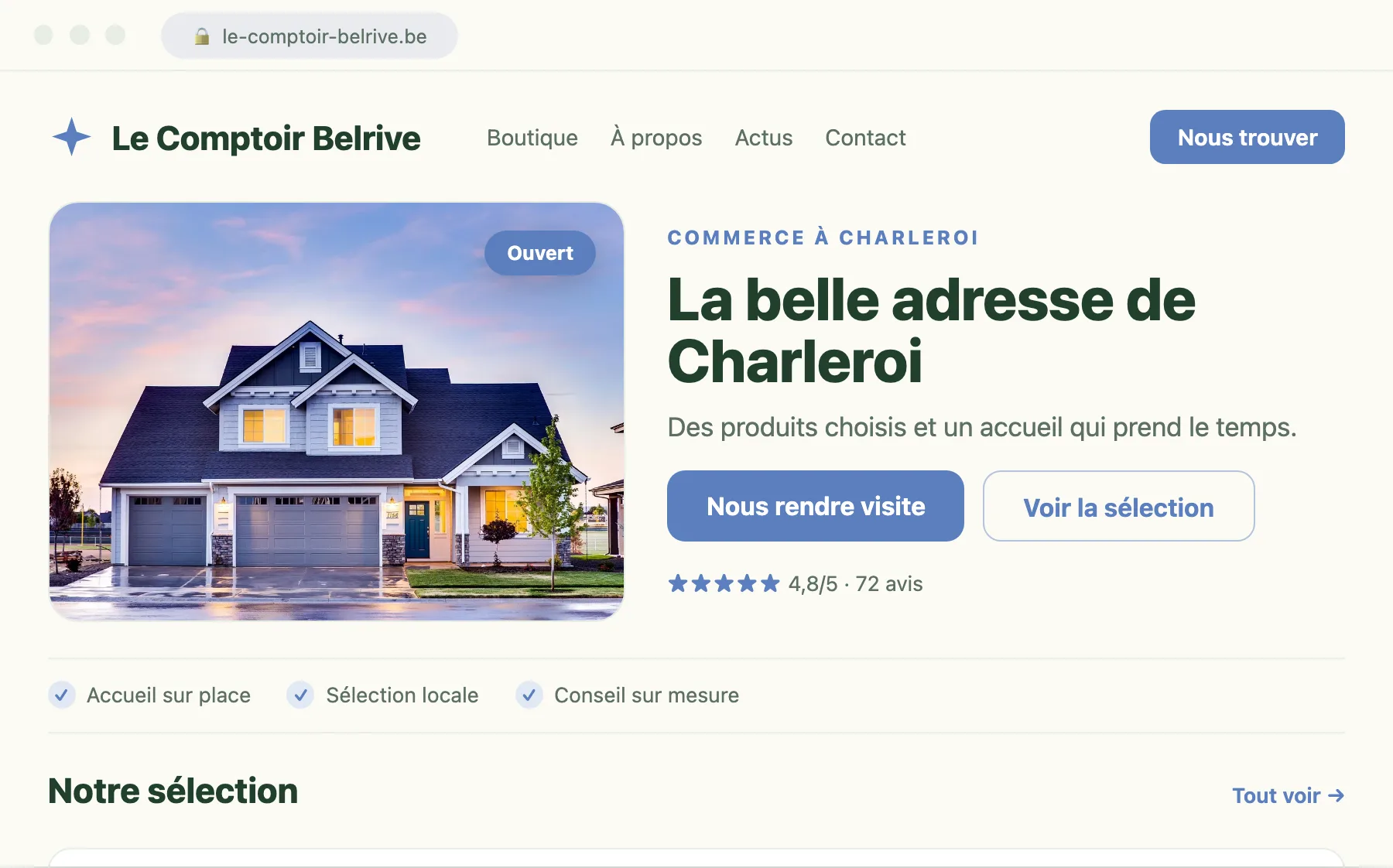 Réalisation développement web — studio web à Gembloux Interface d'un projet développement web conçu par Scornidigital