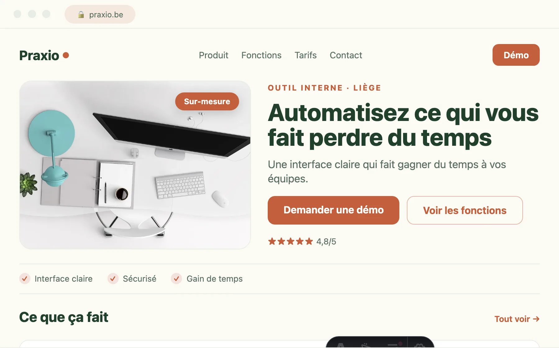 Réalisation devops — studio web à Gembloux Interface d'un projet devops conçu par Scornidigital