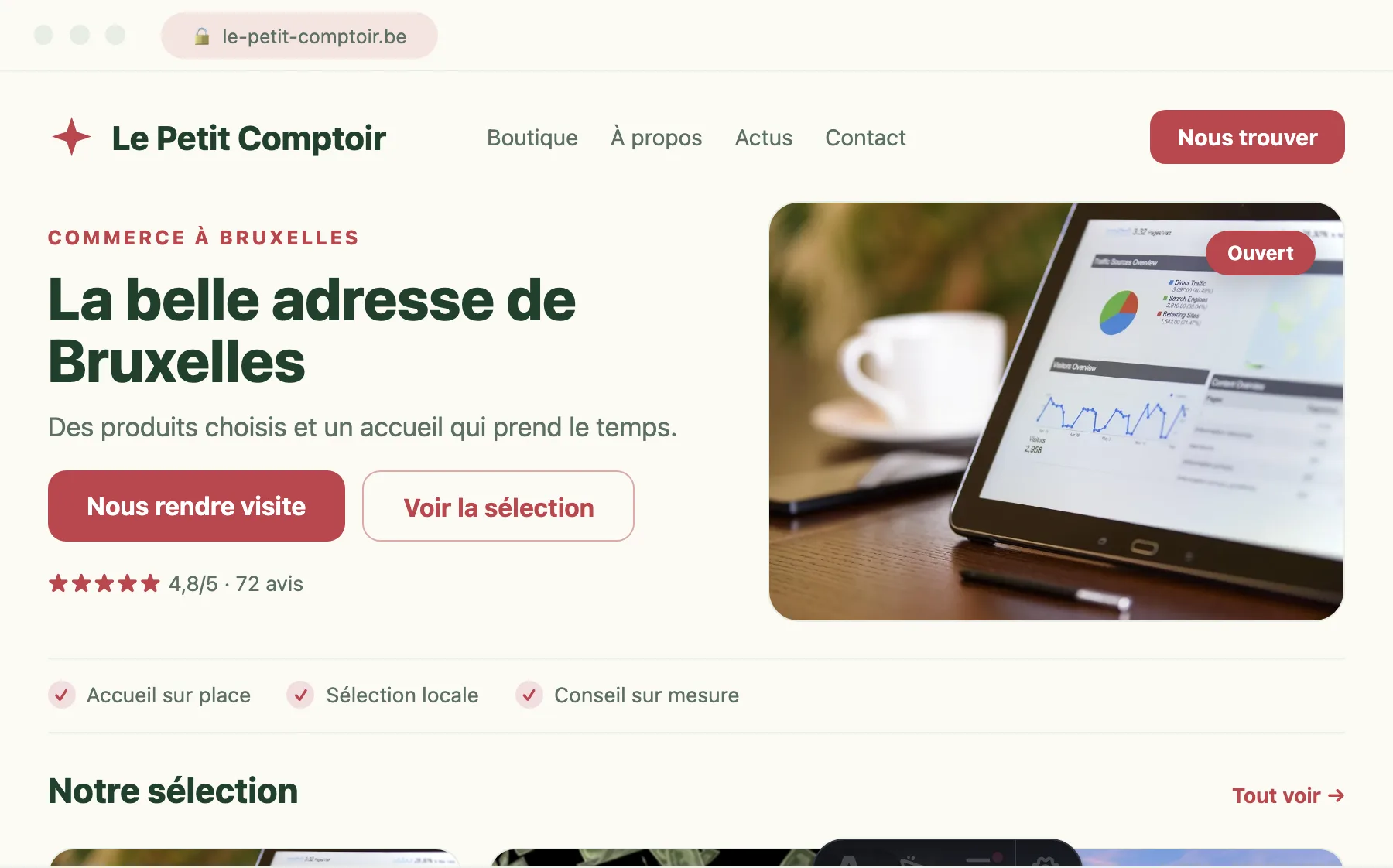 Mise en ligne — projet front-end performant Aperçu d'un projet front-end en ligne, optimisé et rapide