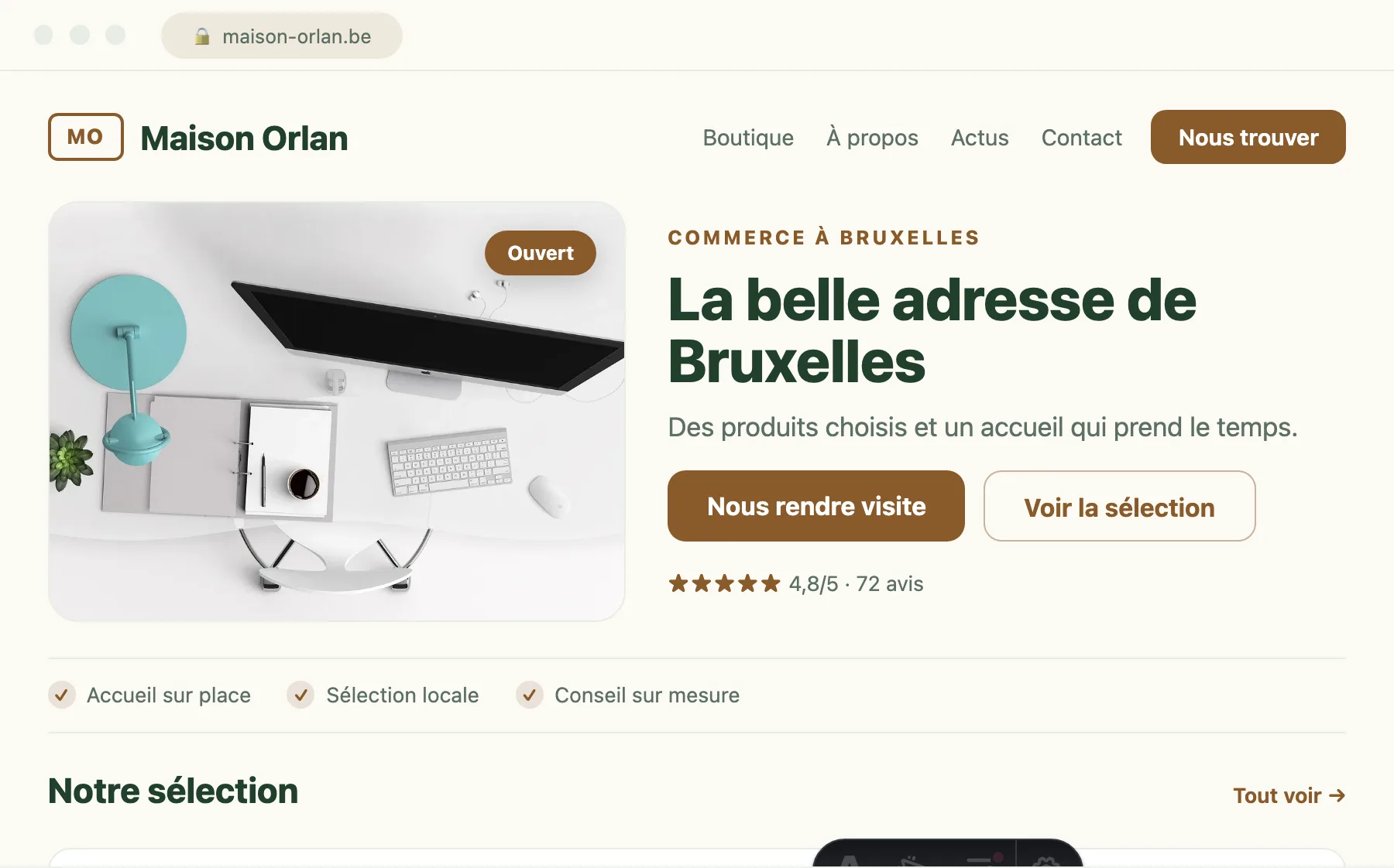 Réalisation full-stack — studio web à Gembloux Interface d'un projet full-stack conçu par Scornidigital
