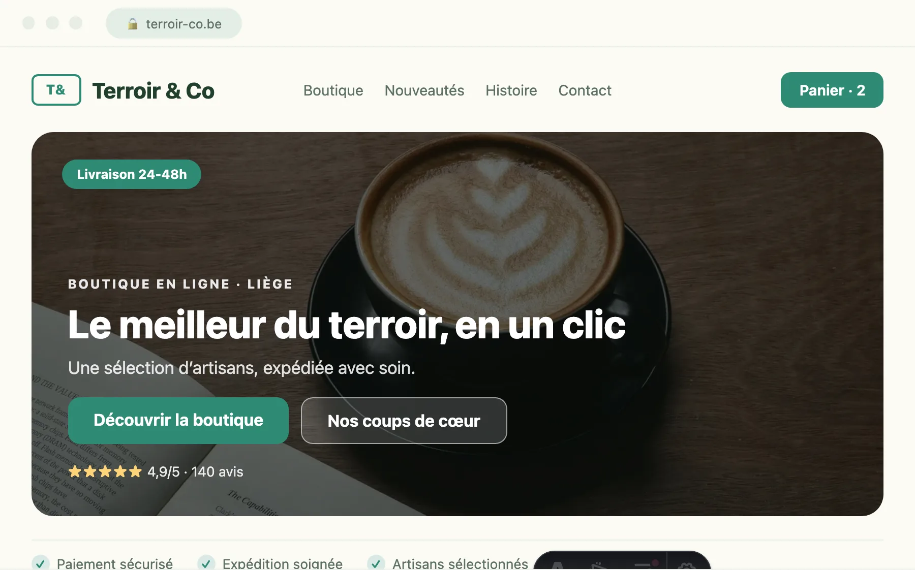 Mise en ligne — projet full-stack performant Aperçu d'un projet full-stack en ligne, optimisé et rapide