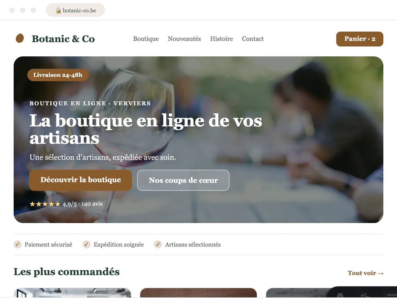 Boutique en ligne pour un artisan de la région verviétoise — exemple de site conçu par Scornidigital