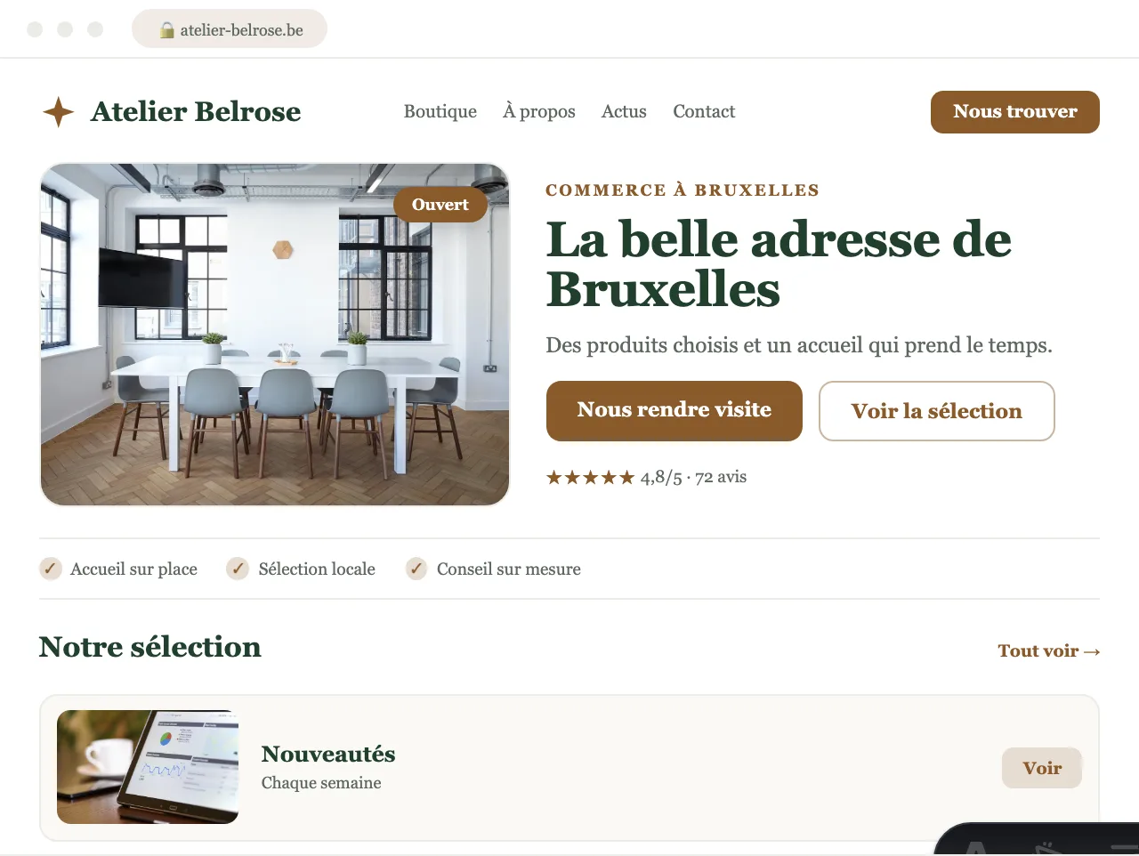 Site vitrine · commerce de quartier — exemple de site conçu par Scornidigital