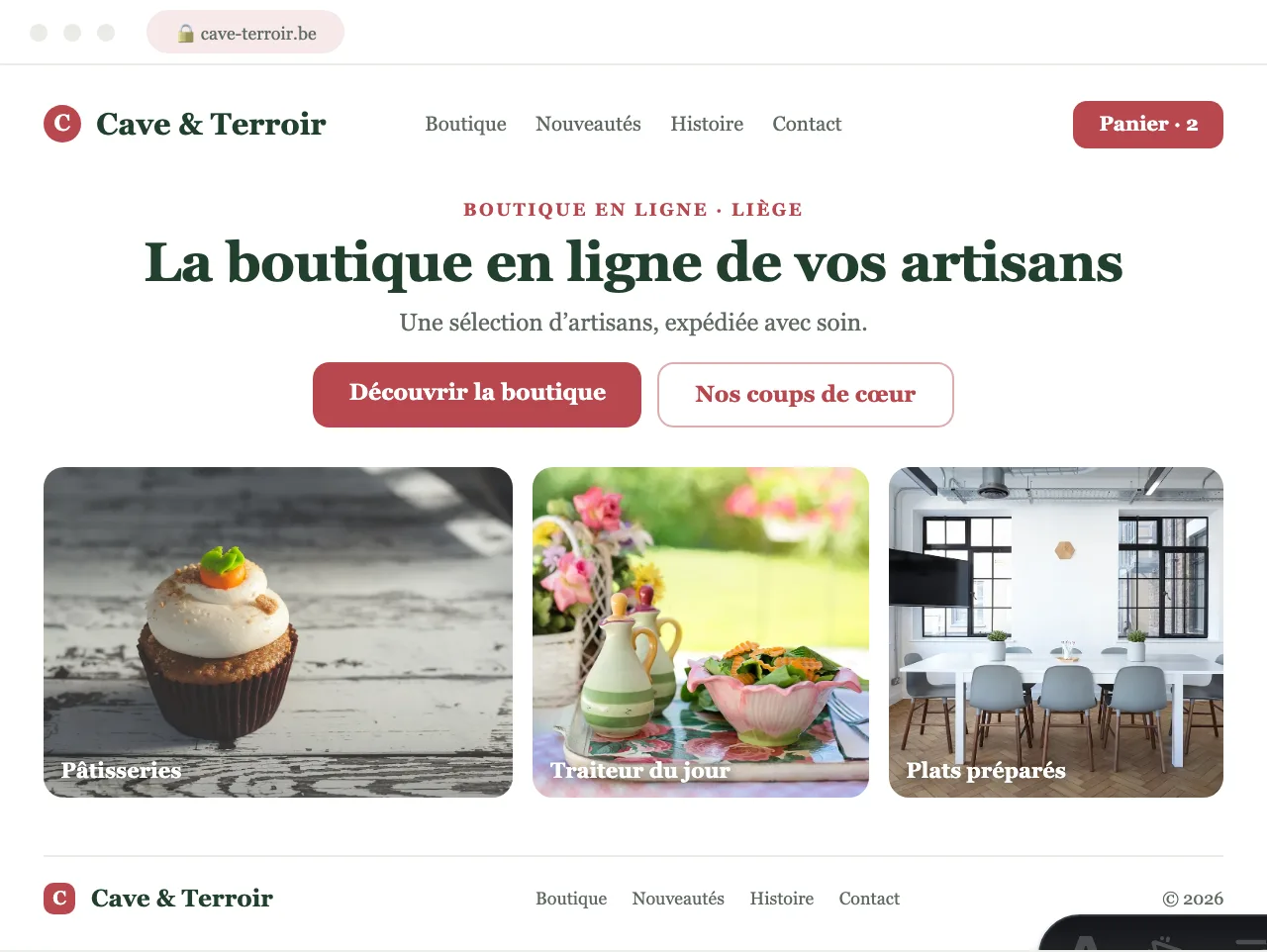 Boutique en ligne pour un artisan de la région liégeoise — exemple de site conçu par Scornidigital