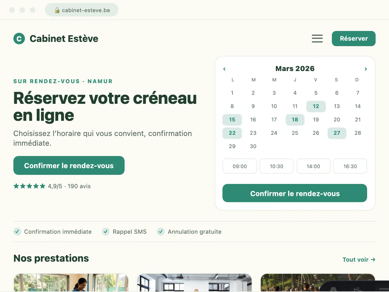 Application web de gestion de rendez-vous · Fosses-la-Ville — exemple de site conçu par Scornidigital