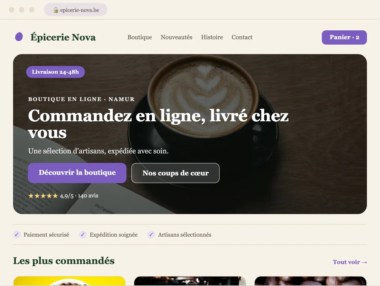 Boutique en ligne pour un artisan de la région namuroise — exemple de site conçu par Scornidigital