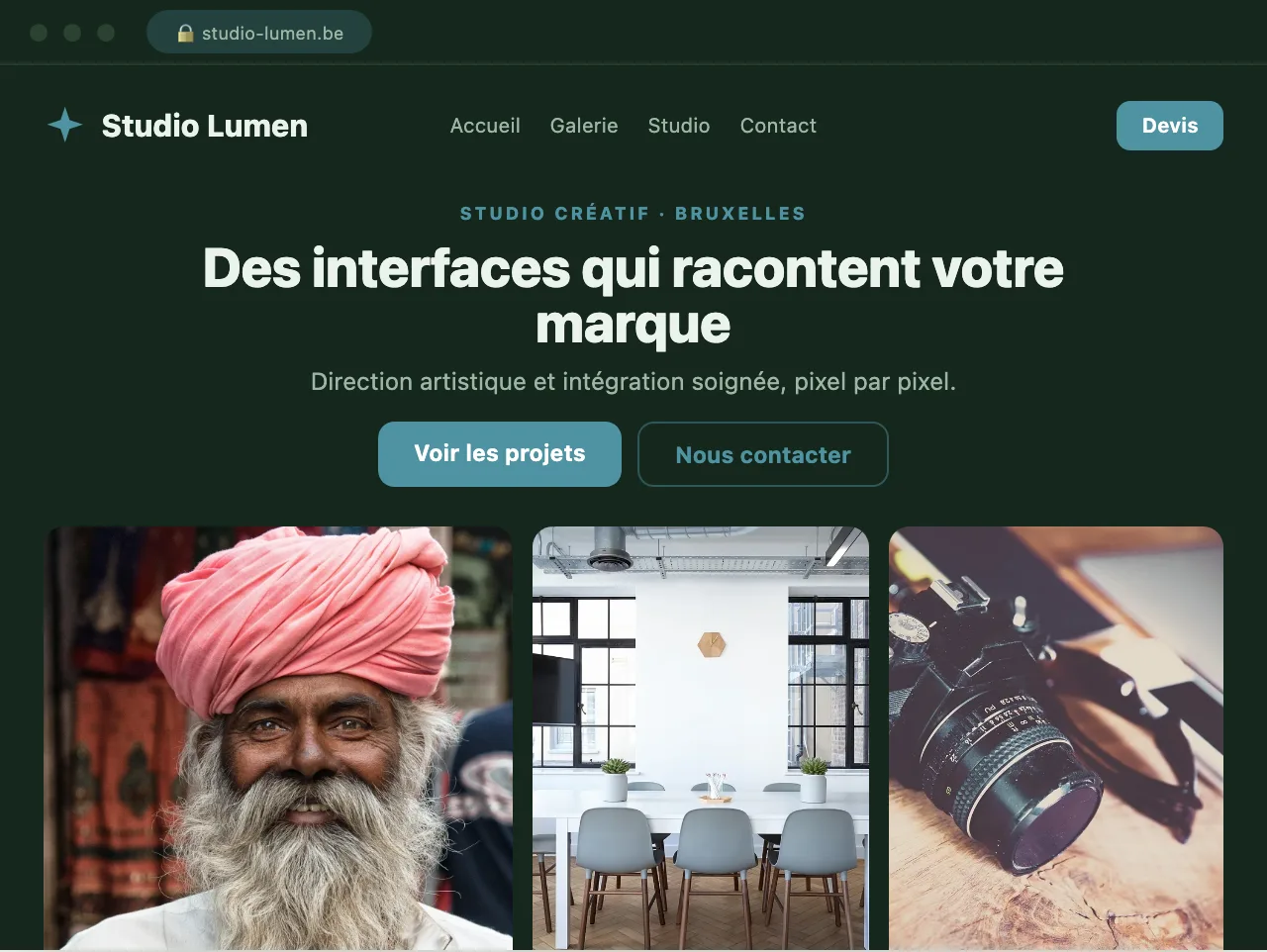 Intégration d'une maquette pour une agence ou une startup — exemple de site conçu par Scornidigital