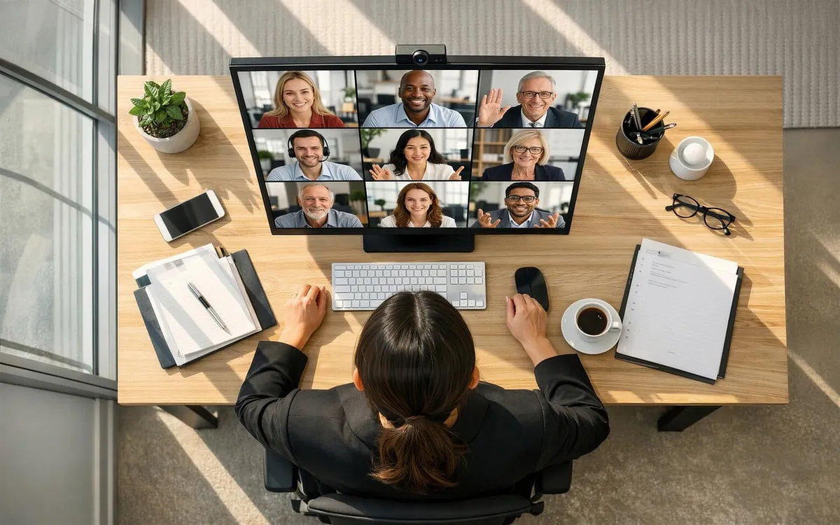 Développeur front-end freelance en réunion vidéo pour une mission à distance
