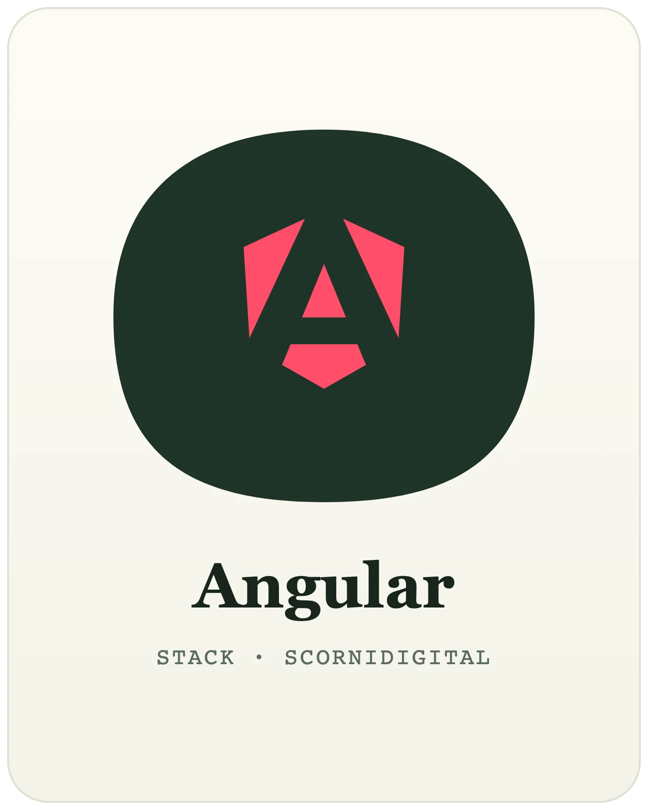 Logo Angular — le framework front-end complet de Google, technologie utilisée par le studio web Scornidigital à Gembloux.