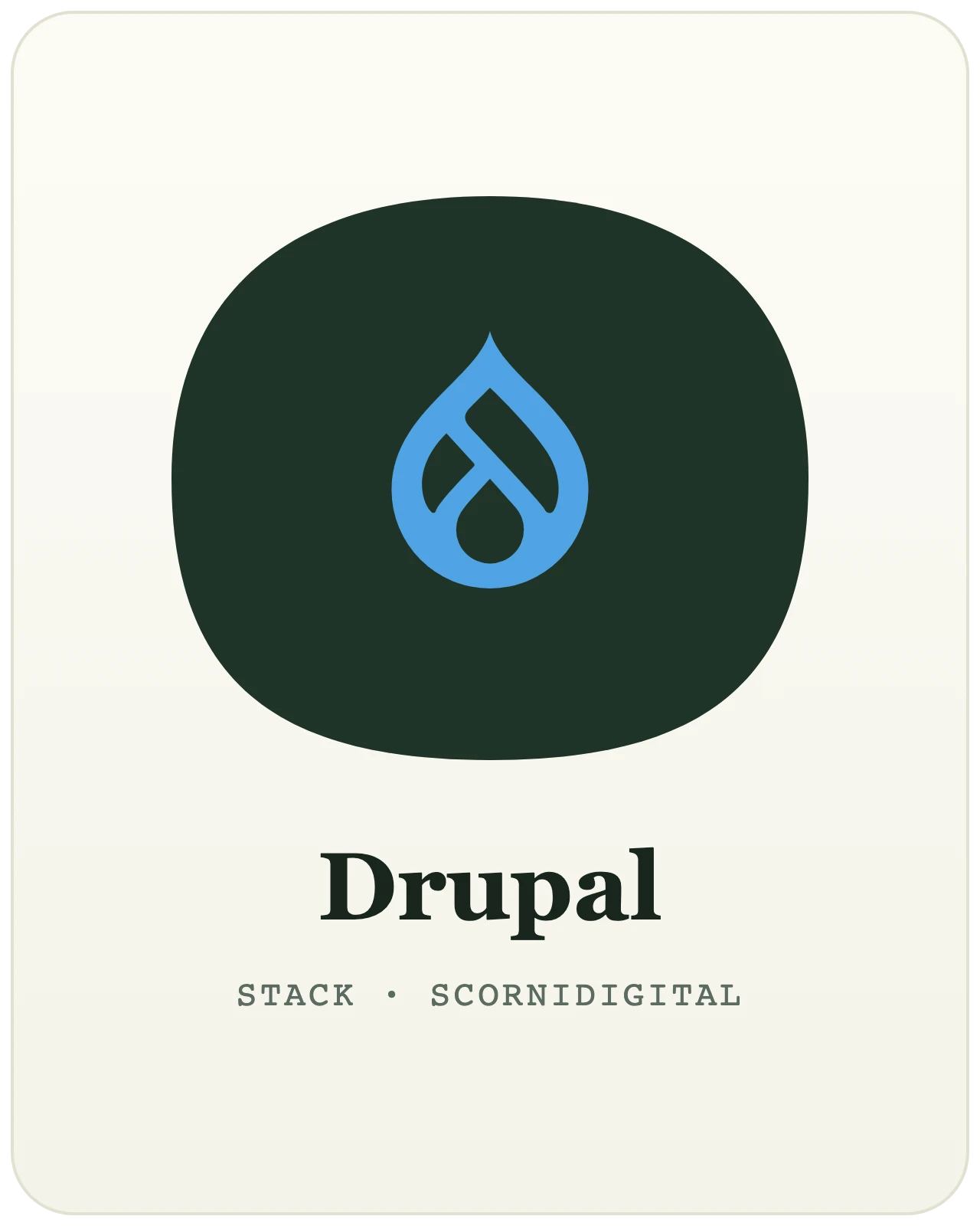 Logo Drupal — le CMS robuste pour les gros sites, technologie utilisée par le studio web Scornidigital à Gembloux.
