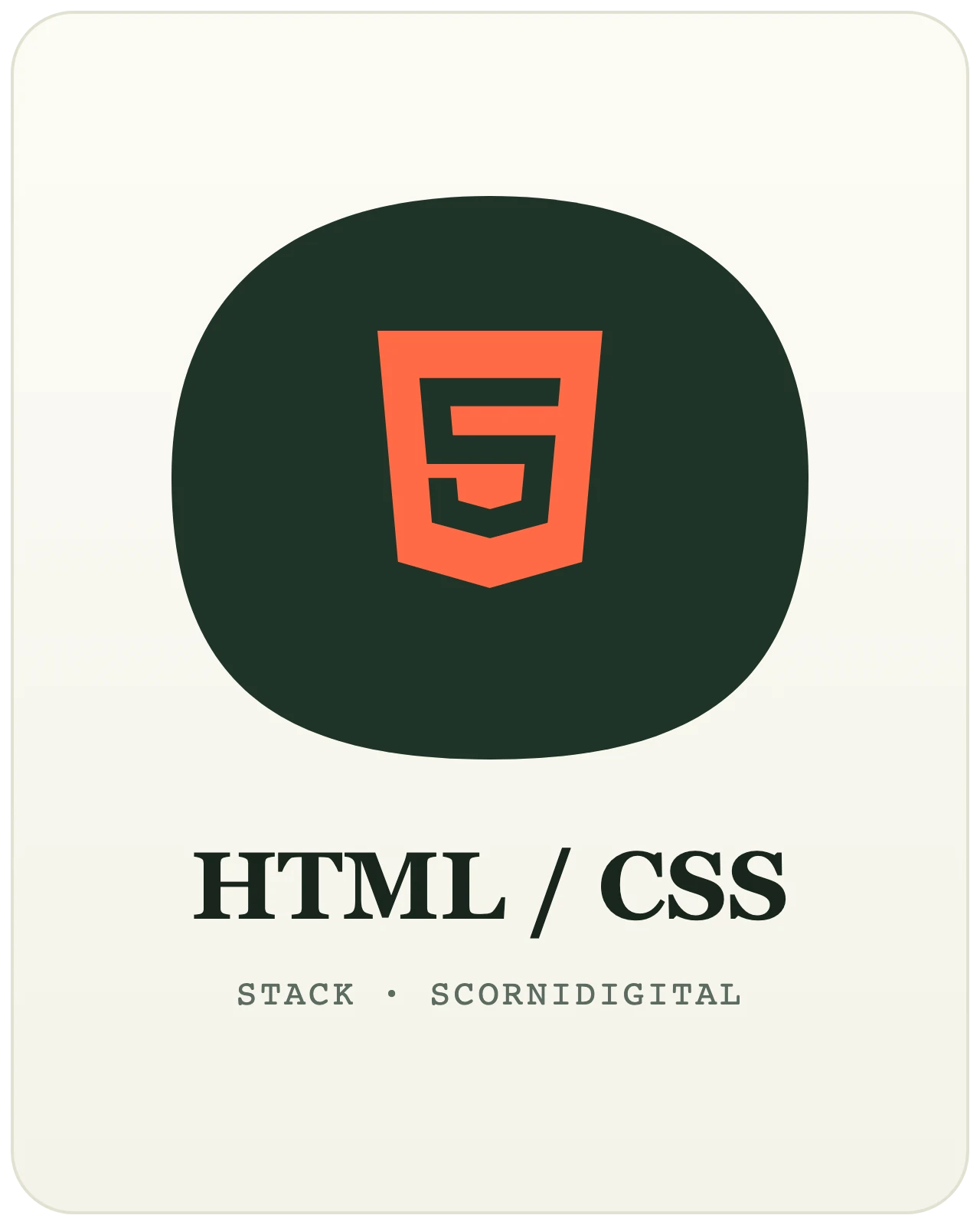 Logo HTML et CSS — les fondations de toute page web, technologie utilisée par le studio web Scornidigital à Gembloux.