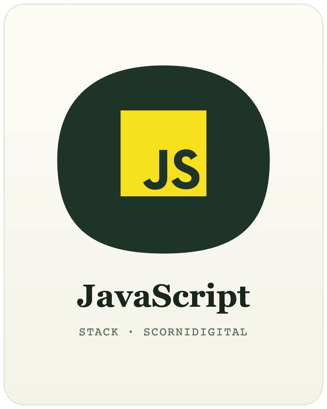 Développement JavaScript par Scornidigital Logo JavaScript — le langage du web interactif, technologie utilisée par le studio web Scornidigital à Gembloux.