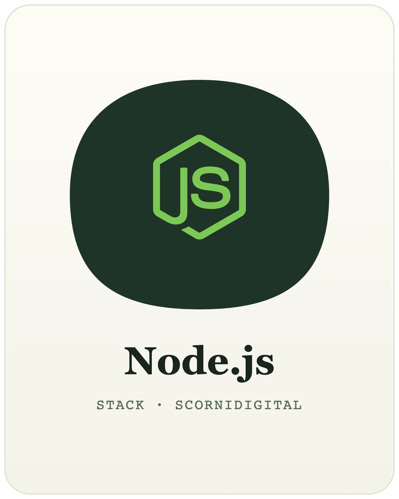Logo Node.js — JavaScript côté serveur, technologie utilisée par le studio web Scornidigital à Gembloux.