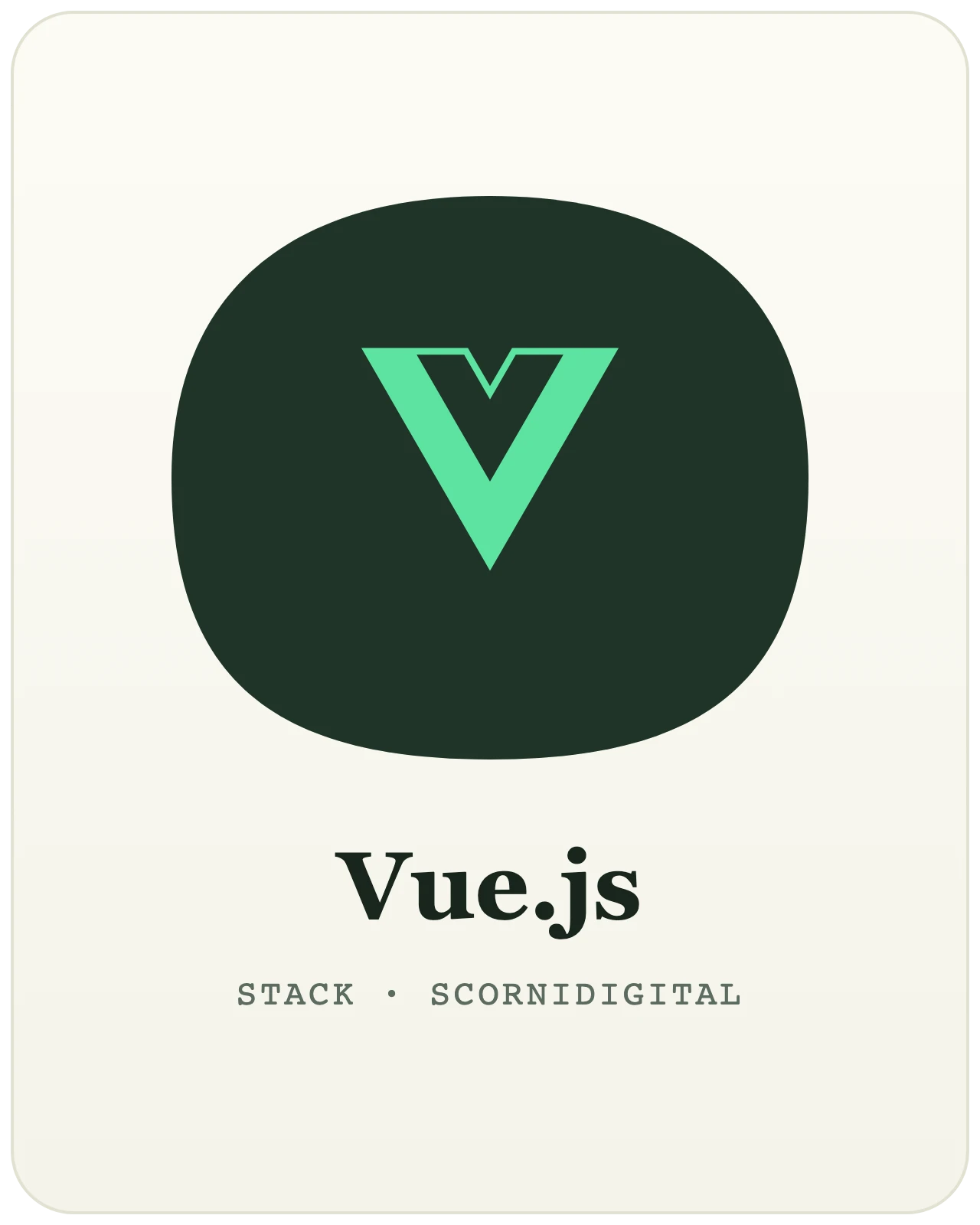 Développement Vue.js par Scornidigital Logo Vue.js — le framework JavaScript progressif, technologie utilisée par le studio web Scornidigital à Gembloux.