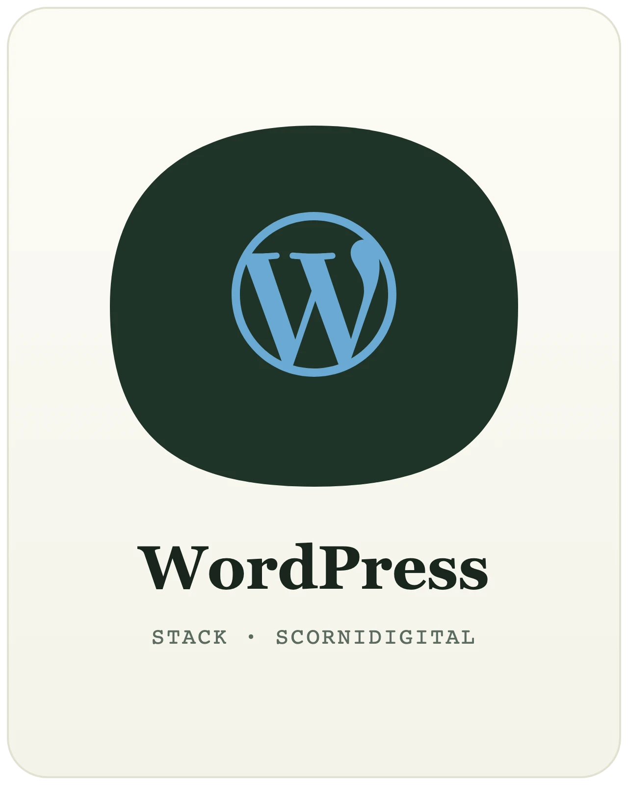 Développement WordPress par Scornidigital Logo WordPress — le CMS le plus utilisé au monde, technologie utilisée par le studio web Scornidigital à Gembloux.